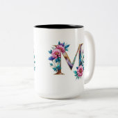 Letter M Koffie Mok – Bloemontwerp voor Gifting (Voorkant rechts)
