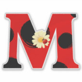Letter M Ladybug Print met lieveheersbeestje en bl Sticker (Voorkant)