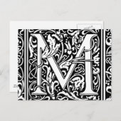 Letter M Medieval Monogram  Initiaal Briefkaart (Voorkant / Achterkant)