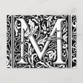 Letter M Medieval Monogram  Initiaal Briefkaart (Voorkant)