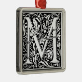 Letter M Medieval Monogram  Initiaal Metalen Ornament (Rechts)