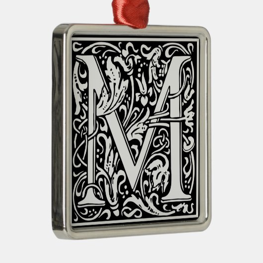 Letter M Medieval Monogram  Initiaal Metalen Ornament (Rechts)
