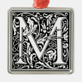 Letter M Medieval Monogram Initiaal Metalen Ornament (Voorkant)