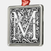 Letter M Medieval Monogram  Initiaal Metalen Ornament (Links)