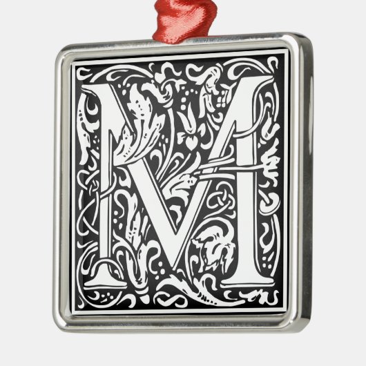 Letter M Medieval Monogram  Initiaal Metalen Ornament (Links)