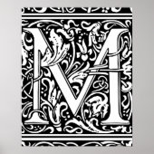 Letter M Medieval Monogram Initiaal Poster (Voorkant)