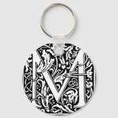 Letter M Medieval Monogram  Initiaal Sleutelhanger (Voorkant)