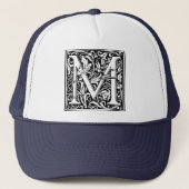 Letter M Medieval Monogram  Initiaal Trucker Pet (Voorkant)