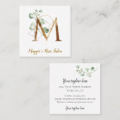 Letter M met Gold Geometric Design en Flowers Vierkante Visitekaartje (Voorkant / Achterkant)