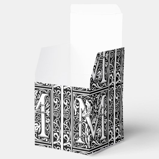 Letter M Middeleeuws Monogram Art Nouveau Bedankdoosjes (Geopend)