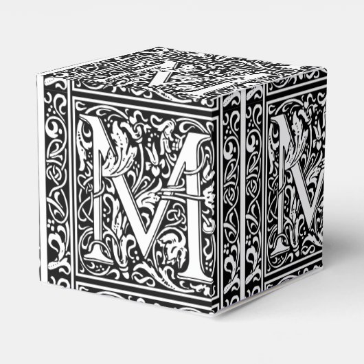 Letter M Middeleeuws Monogram Art Nouveau Bedankdoosjes (Achterkant)