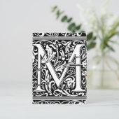 Letter M Middeleeuws Monogram Art Nouveau Briefkaart (Staand voorkant)