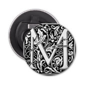 Letter M Middeleeuws Monogram Art Nouveau Button Flesopener (Voorkant)
