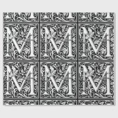 Letter M Middeleeuws Monogram Art Nouveau Cadeaupapier (Vlak)