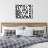Letter M Middeleeuws Monogram Art Nouveau Canvas Afdruk (Insitu (Slaapkamer))