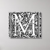Letter M Middeleeuws Monogram Art Nouveau Canvas Afdruk (Voorkant)