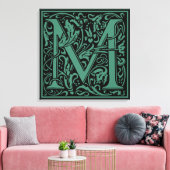 Letter M Middeleeuws Monogram Art Nouveau Canvas Afdruk (Insitu (Woonkamer))