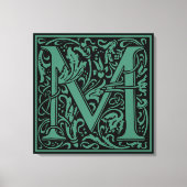 Letter M Middeleeuws Monogram Art Nouveau Canvas Afdruk (Voorkant)