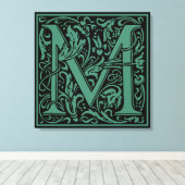 Letter M Middeleeuws Monogram Art Nouveau Canvas Afdruk (Insitu (Houten vloer))