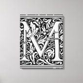 Letter M Middeleeuws Monogram Art Nouveau Canvas Afdruk (Voorkant)