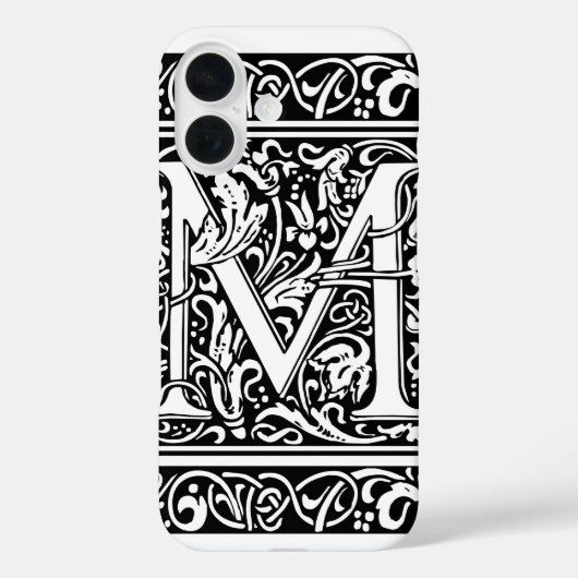 Letter M Middeleeuws Monogram Art Nouveau Case-Mate iPhone Case (Achterkant)