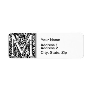 Letter M Middeleeuws Monogram Art Nouveau Etiket