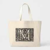 Letter M Middeleeuws Monogram Art Nouveau Grote Tote Bag (Voorkant)
