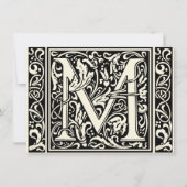 Letter M Middeleeuws Monogram Art Nouveau Kaart (Voorkant)