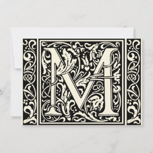 Letter M Middeleeuws Monogram Art Nouveau Kaart