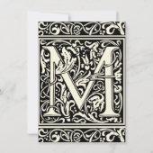 Letter M Middeleeuws Monogram Art Nouveau Kaart (Voorkant)