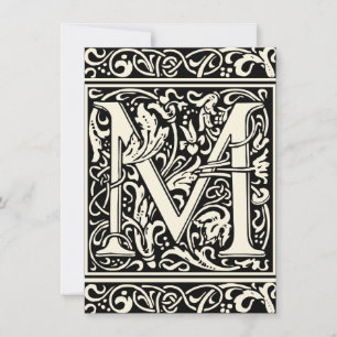 Letter M Middeleeuws Monogram Art Nouveau Kaart