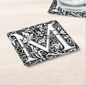 Letter M Middeleeuws Monogram Art Nouveau Kartonnen Onderzetters (Schuin)