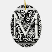 Letter M Middeleeuws Monogram Art Nouveau Keramisch Ornament (Achterkant)