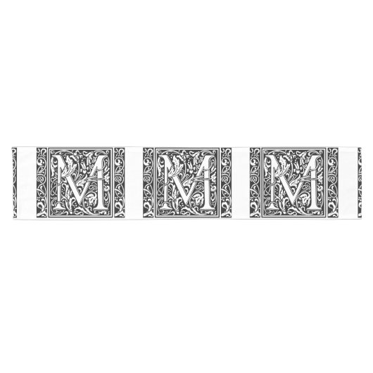 Letter M Middeleeuws Monogram Art Nouveau Korte Tafelloper (Horizontaal)