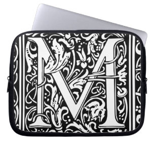 Letter M Middeleeuws Monogram Art Nouveau Laptop Sleeve
