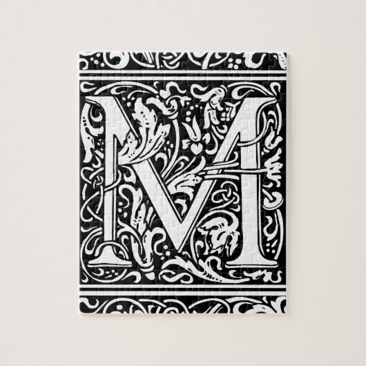 Letter M Middeleeuws Monogram Art Nouveau Legpuzzel (Verticaal)