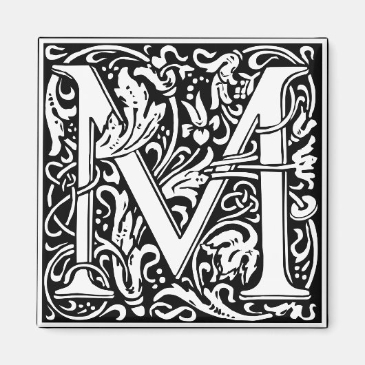 Letter M Middeleeuws Monogram Art Nouveau Magneet (Voorkant)
