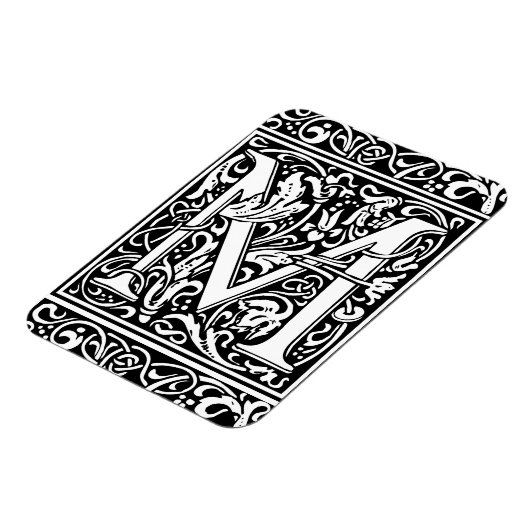 Letter M Middeleeuws Monogram Art Nouveau Magneet (Linkerzijde)