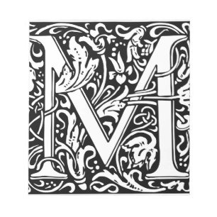 Letter M Middeleeuws Monogram Art Nouveau Notitieblok