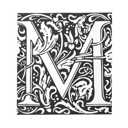 Letter M Middeleeuws Monogram Art Nouveau Notitieblok (Voorkant)