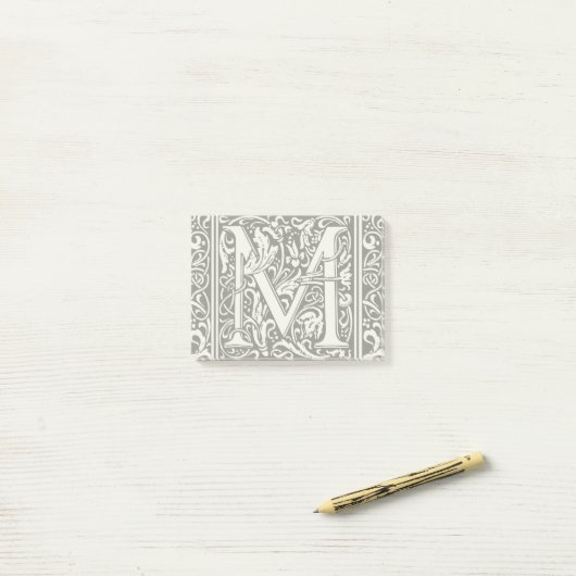 Letter M Middeleeuws Monogram Art Nouveau Post-it® Notes (Op bureau)