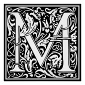 Letter M Middeleeuws Monogram Art Nouveau Poster (Voorkant)