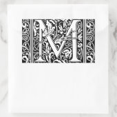 Letter M Middeleeuws Monogram Art Nouveau Rechthoekige Sticker (Tas)
