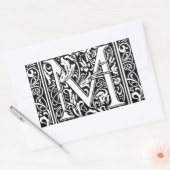 Letter M Middeleeuws Monogram Art Nouveau Rechthoekige Sticker (Envelop)