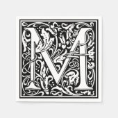 Letter M Middeleeuws Monogram Art Nouveau Servetten (Voorkant)
