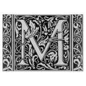 Letter M Middeleeuws Monogram Art Nouveau Snijplank (Voorkant)