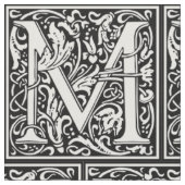 Letter M Middeleeuws Monogram Art Nouveau Stof (Close Up)