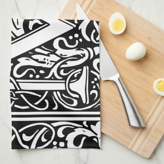 Letter M Middeleeuws Monogram Art Nouveau Theedoek (Quarter Fold)