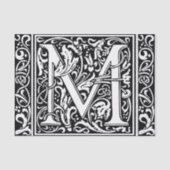 Letter M Middeleeuws Monogram Art Nouveau Tissuepapier (Voorkant)