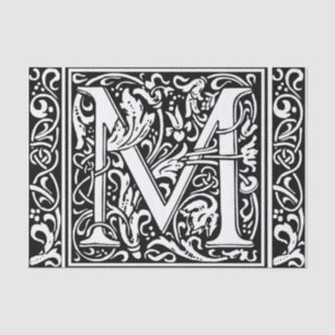 Letter M Middeleeuws Monogram Art Nouveau Tissuepapier